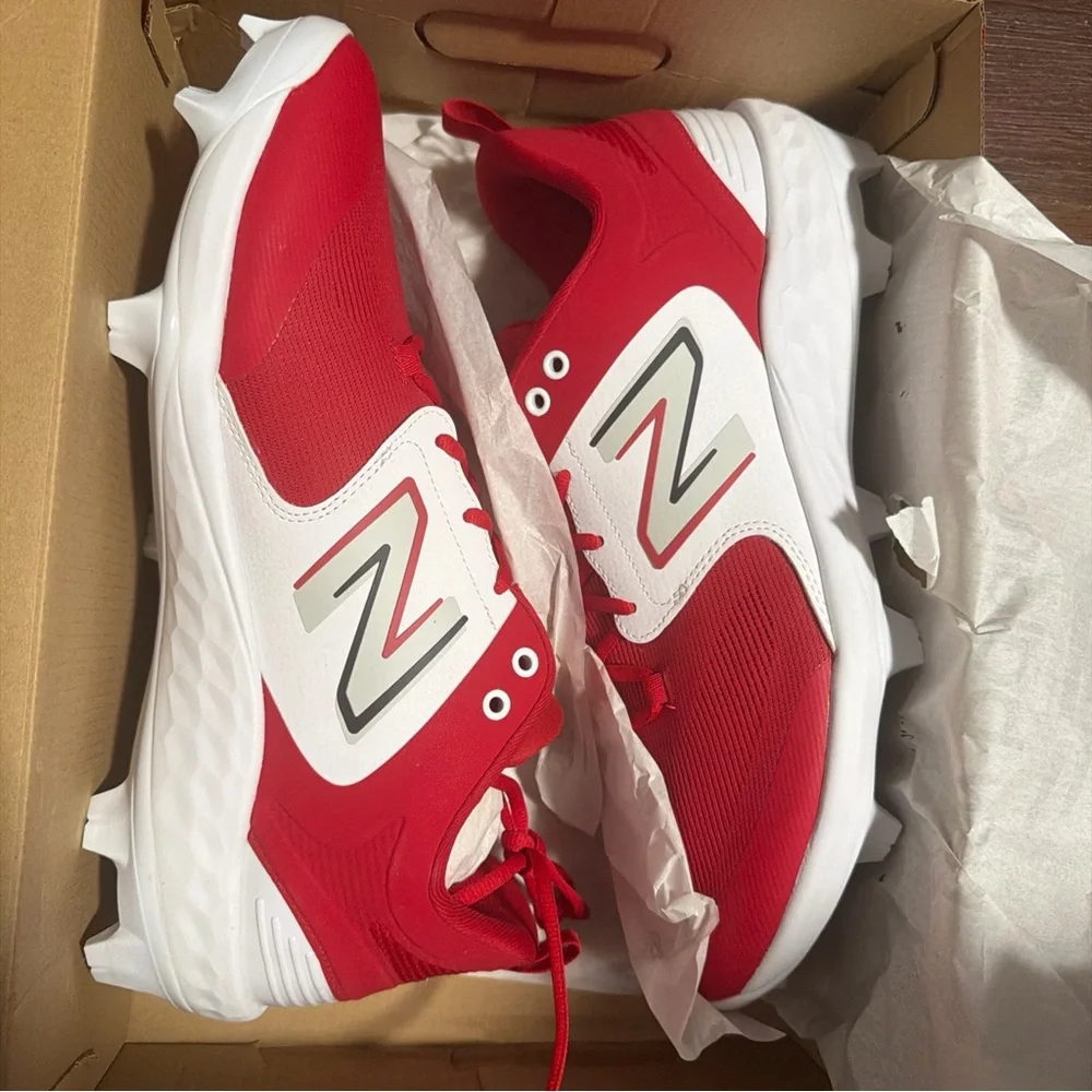 New Balance Fresh Foam PL3000R v6 Molded Baseball Cleats Red/White Sz 16 - Picture 2 of 7